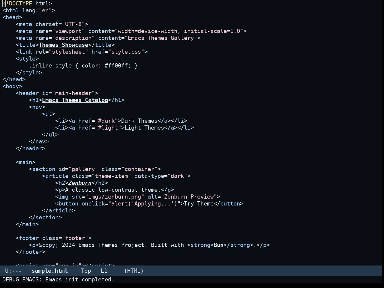 Somnus Theme in html-mode