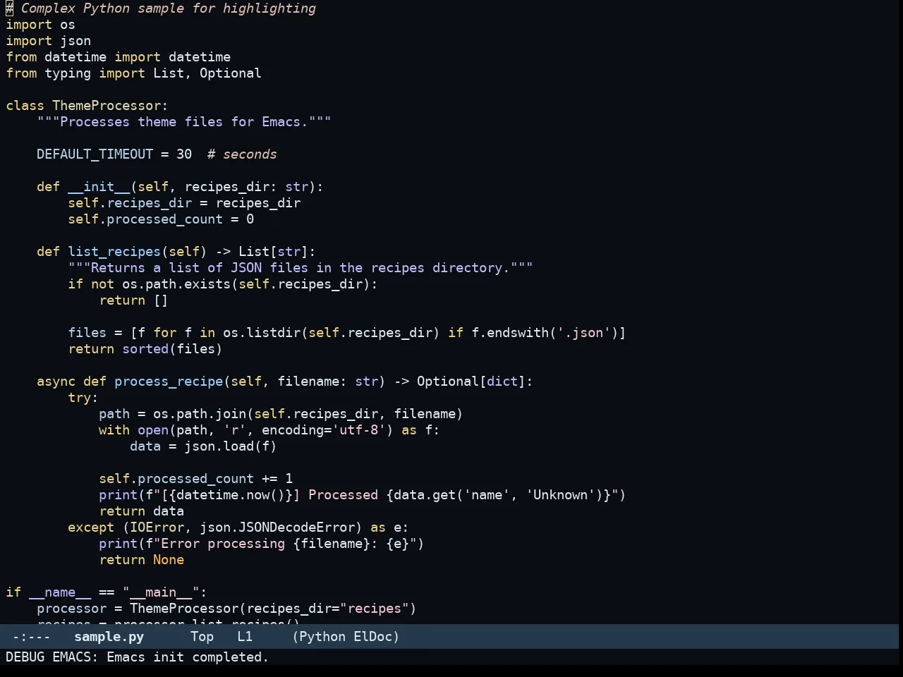 Somnus Theme in python-mode
