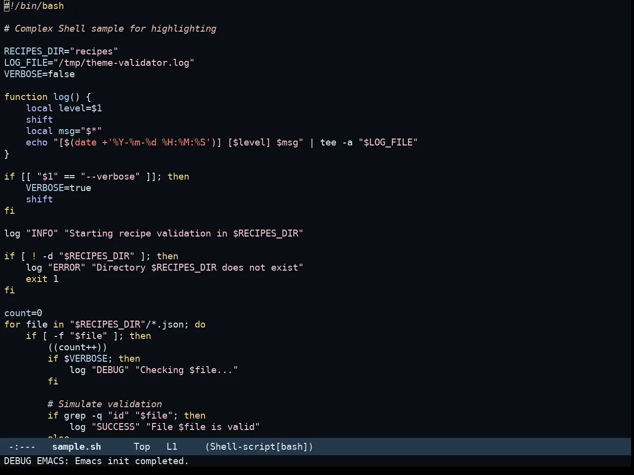 Somnus Theme in sh-mode