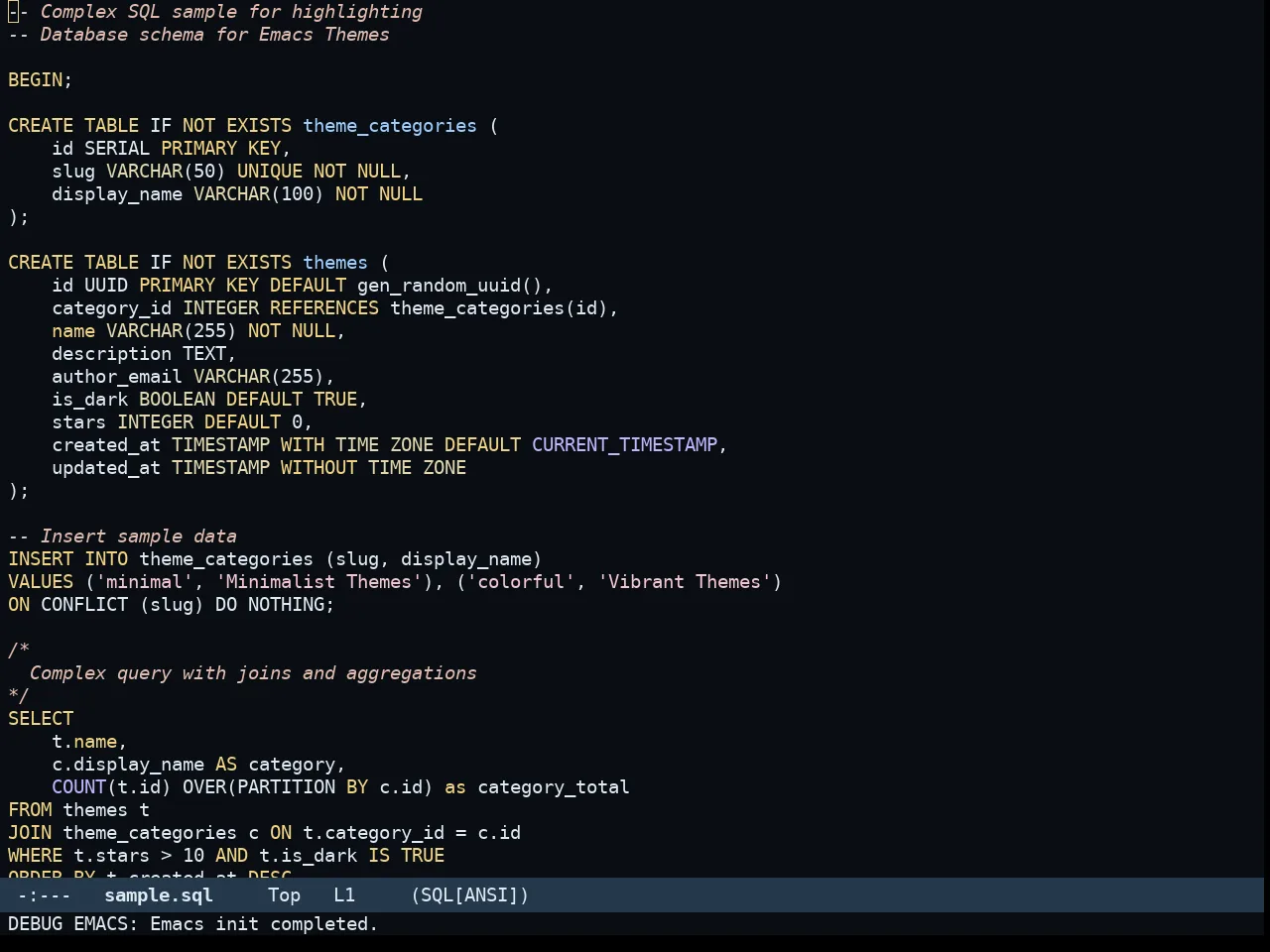 Somnus Theme in sql-mode