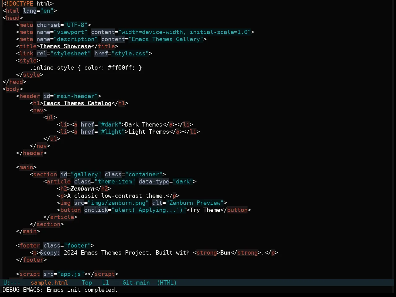 Soothe Darker Theme in html-mode