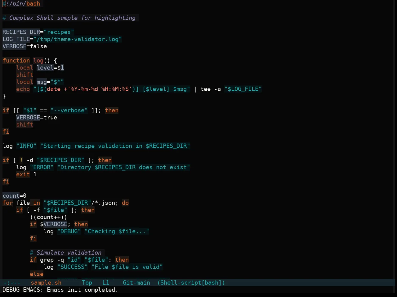 Soothe Darker Theme in sh-mode