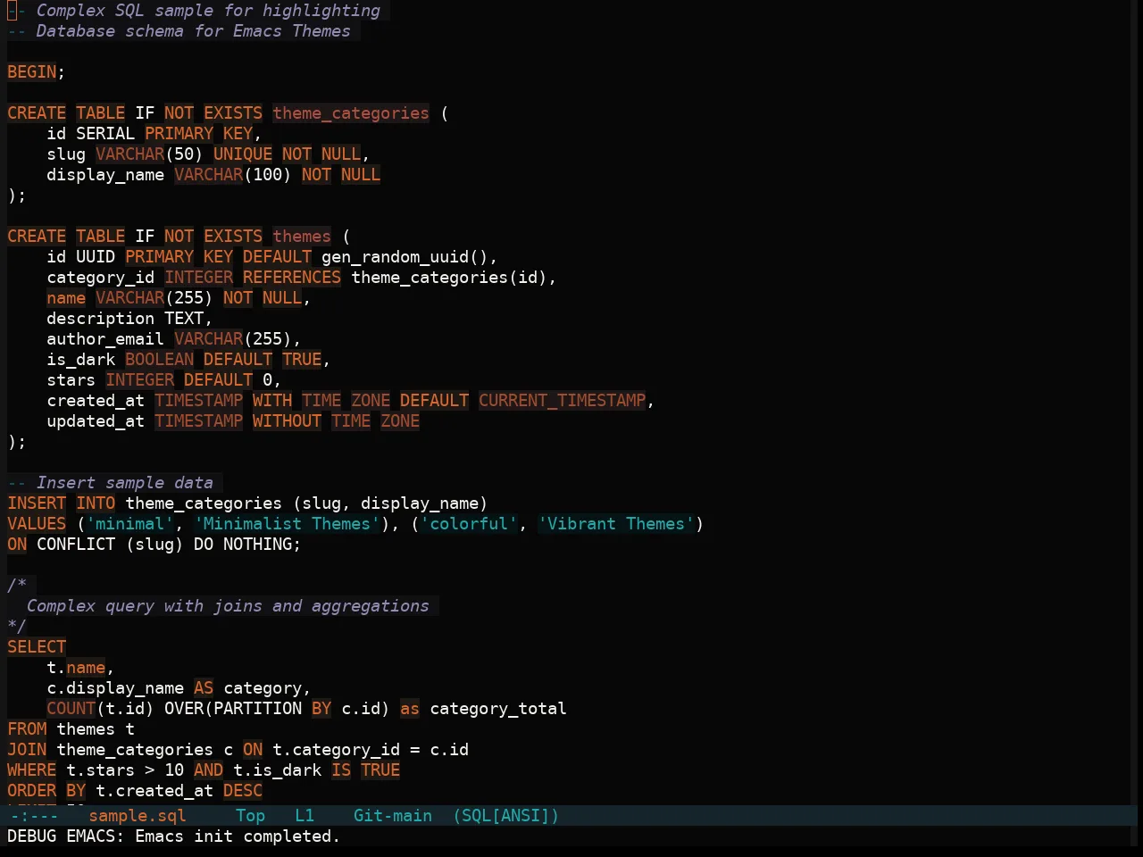 Soothe Darker Theme in sql-mode