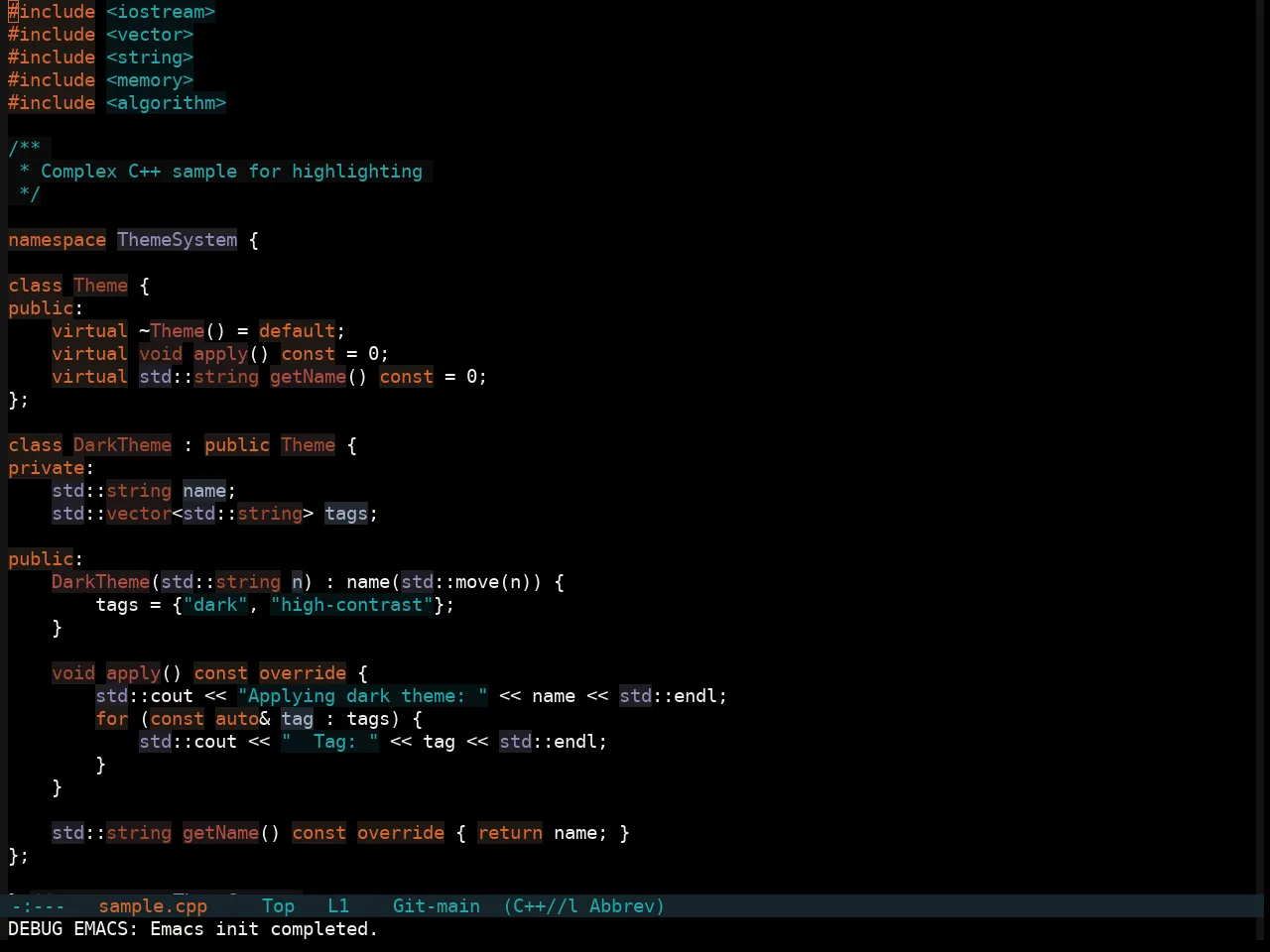Soothe Obsidian Theme in c++-mode