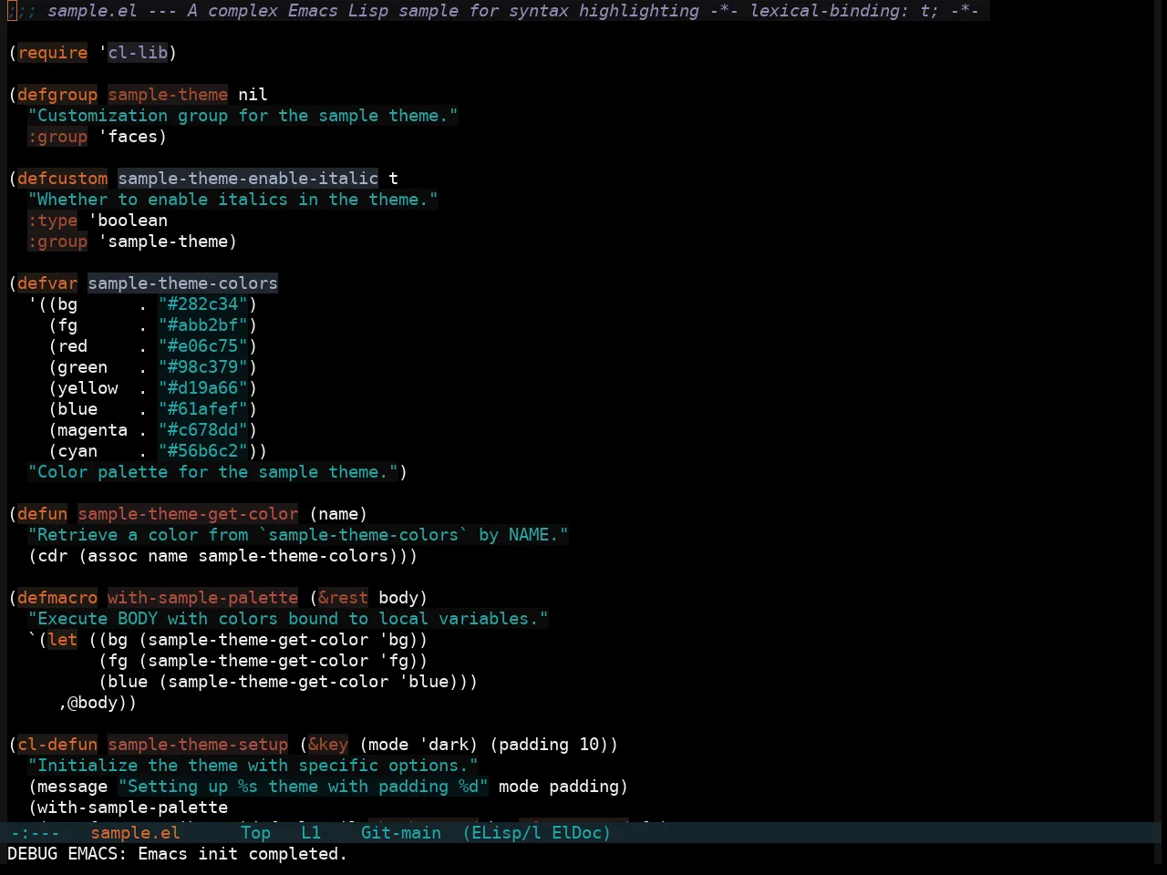 Soothe Obsidian Theme in emacs-lisp-mode