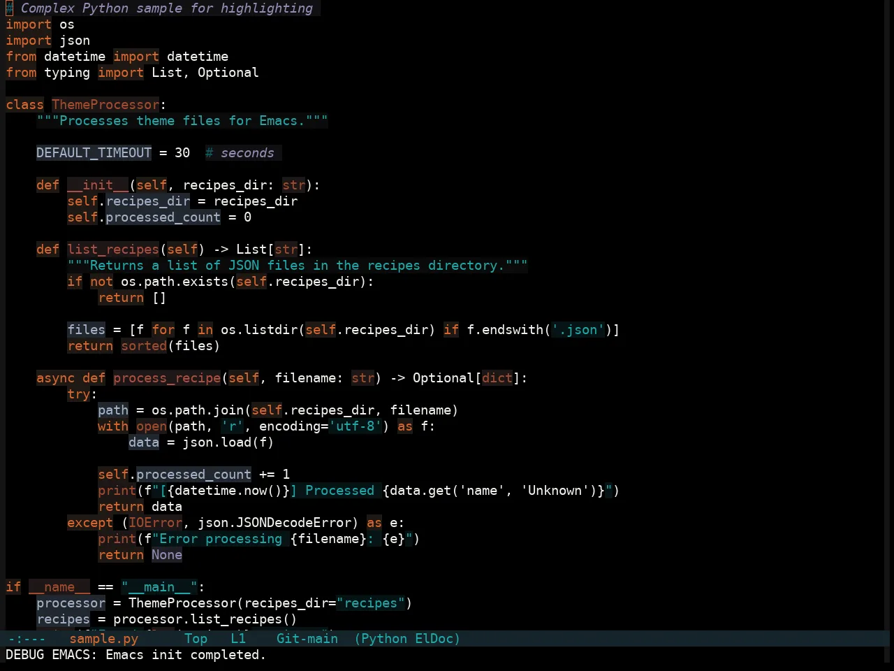 Soothe Obsidian Theme in python-mode