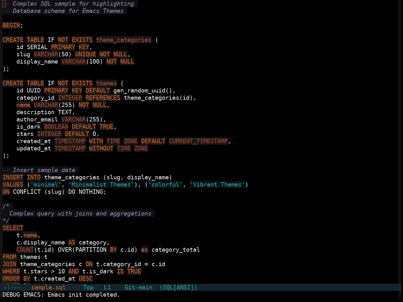 Soothe Obsidian Theme in sql-mode