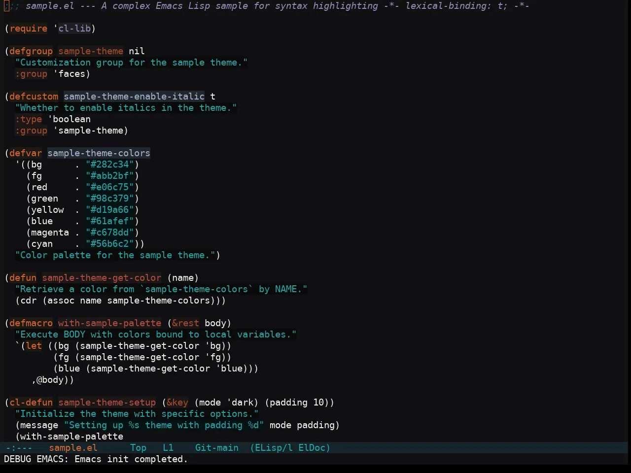 Soothe Theme in emacs-lisp-mode