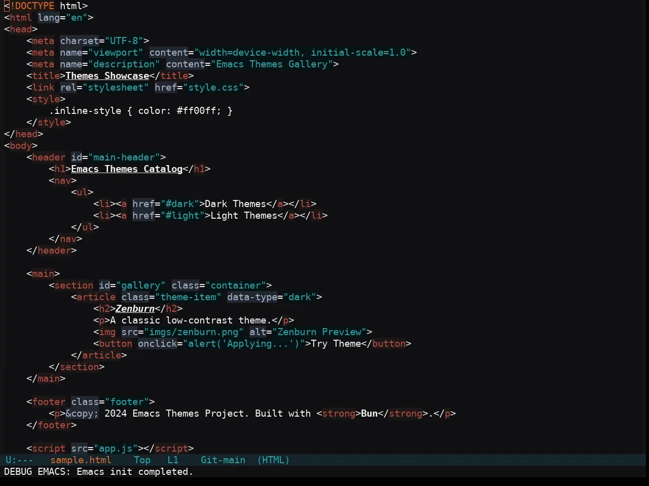 Soothe Theme in html-mode