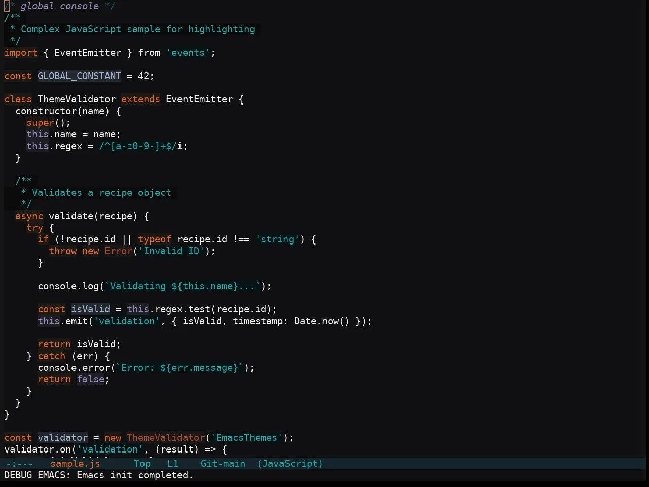 Soothe Theme in javascript-mode