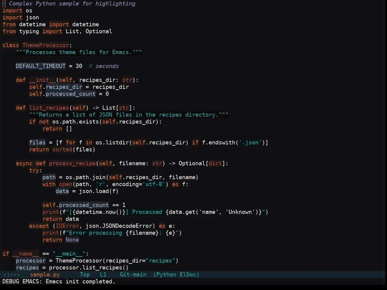 Soothe Theme in python-mode