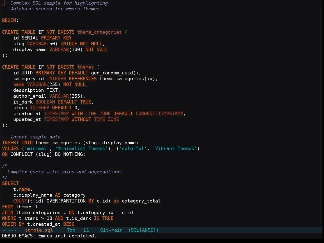 Soothe Theme in sql-mode