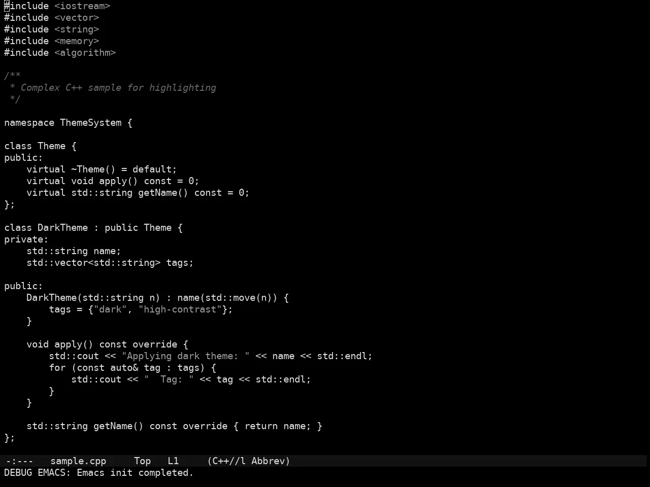 Sorcery Theme in c++-mode