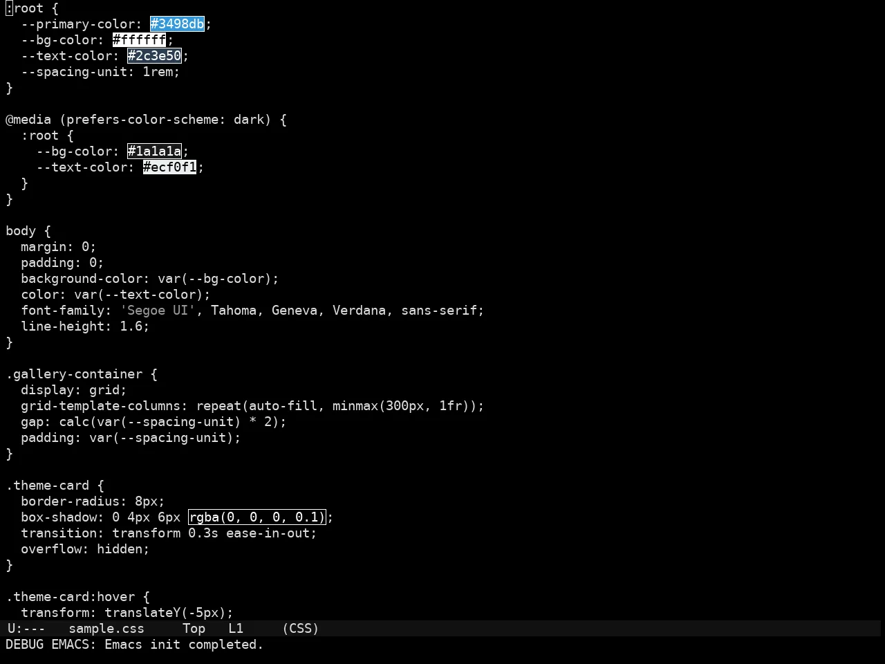 Sorcery Theme in css-mode