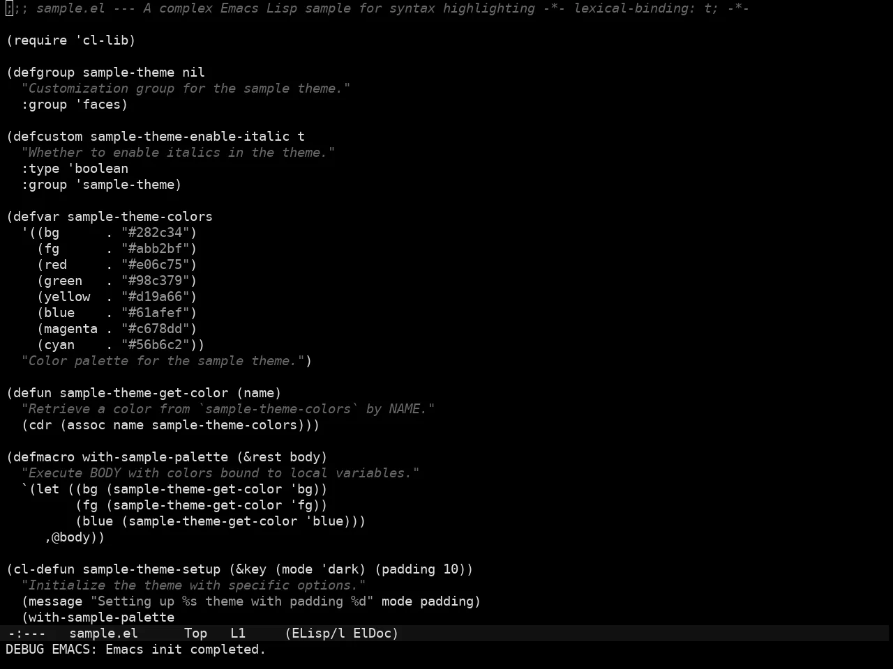 Sorcery Theme in emacs-lisp-mode
