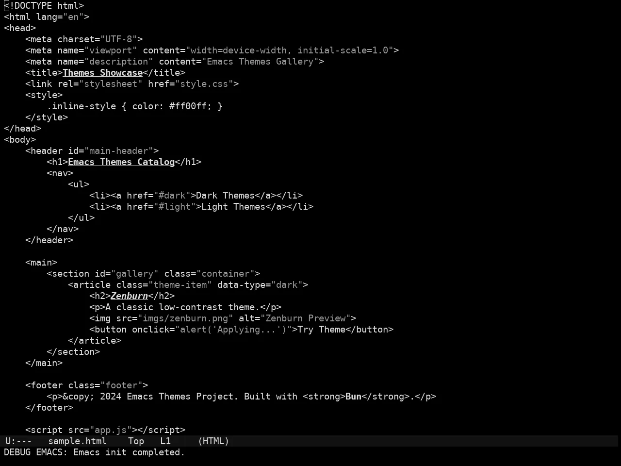 Sorcery Theme in html-mode