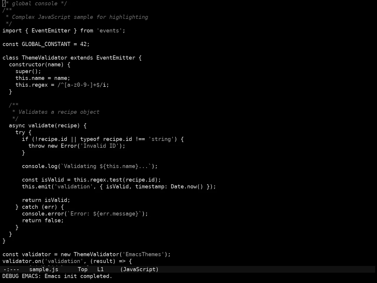 Sorcery Theme in javascript-mode