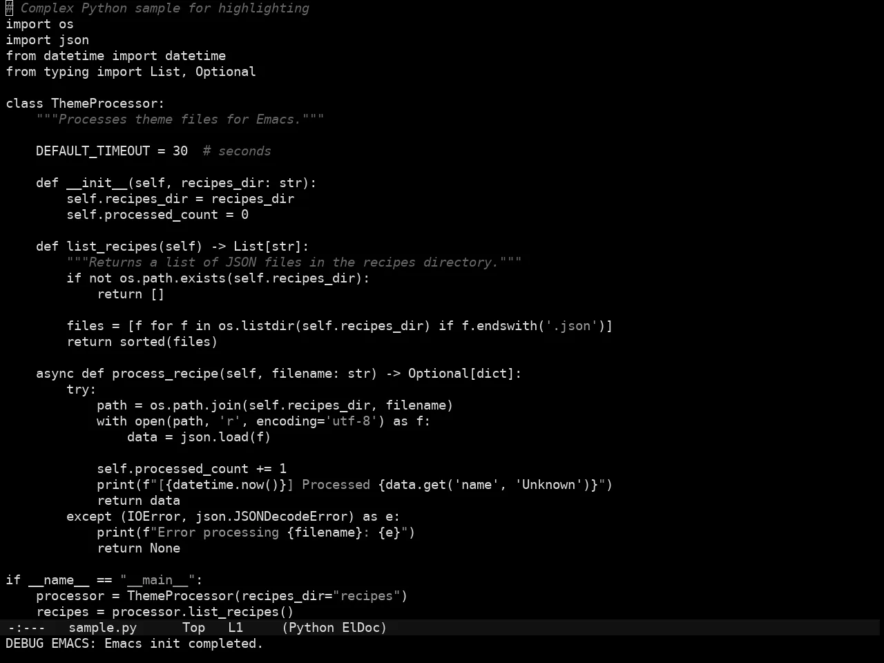 Sorcery Theme in python-mode