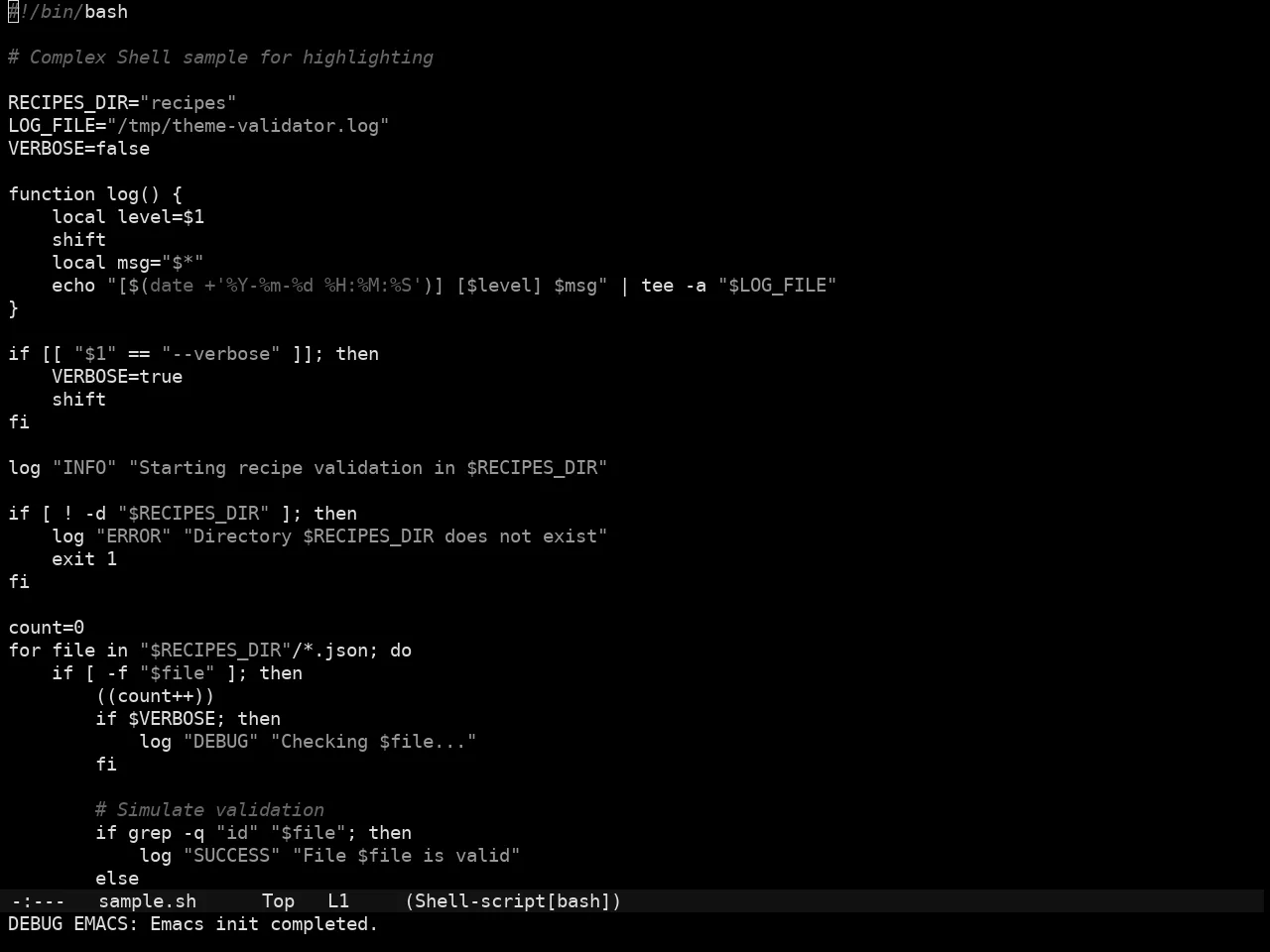 Sorcery Theme in sh-mode