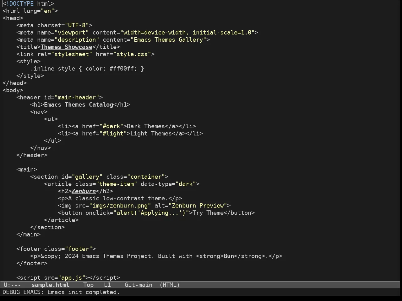 Soria Theme in html-mode