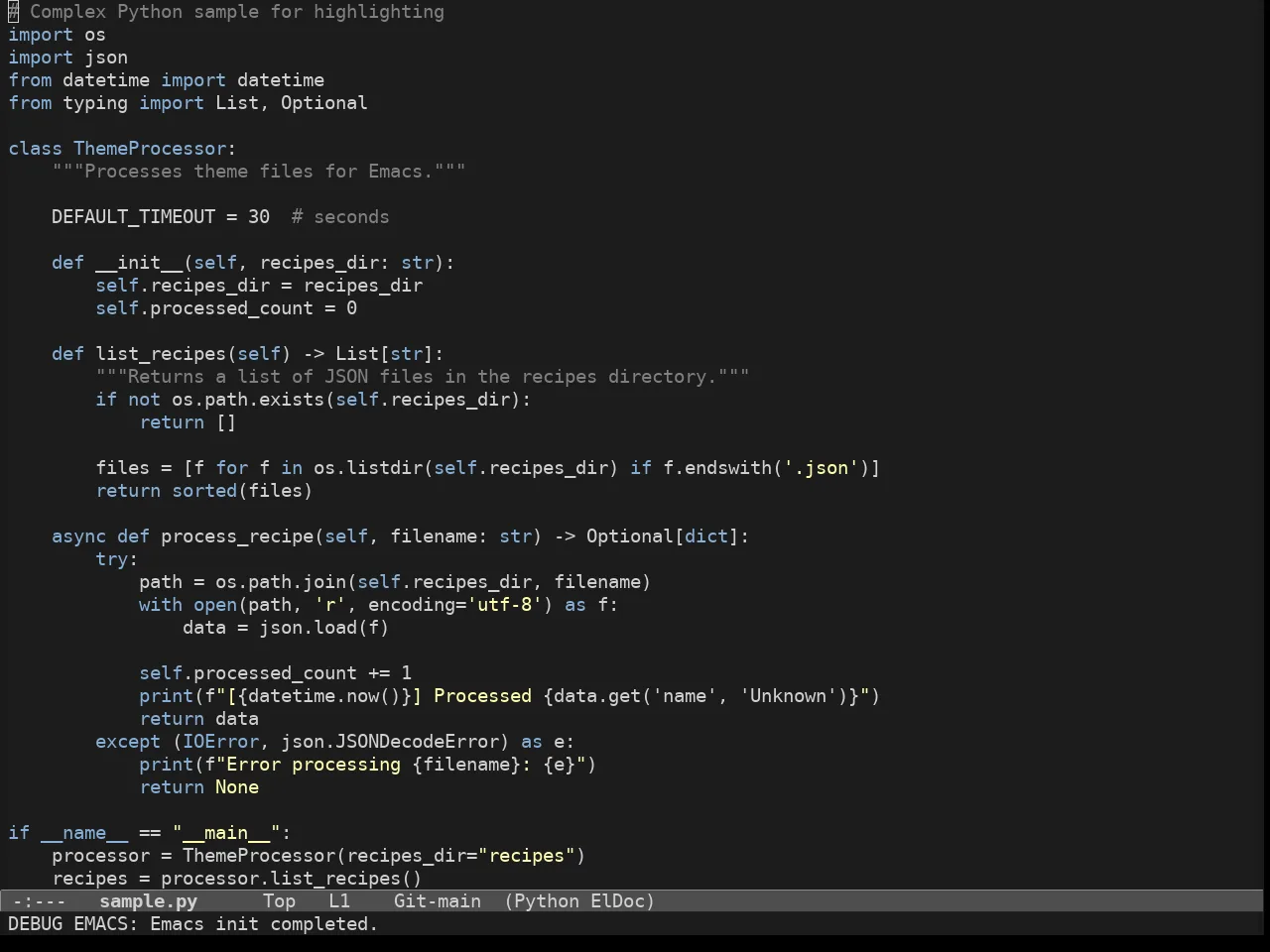 Soria Theme in python-mode