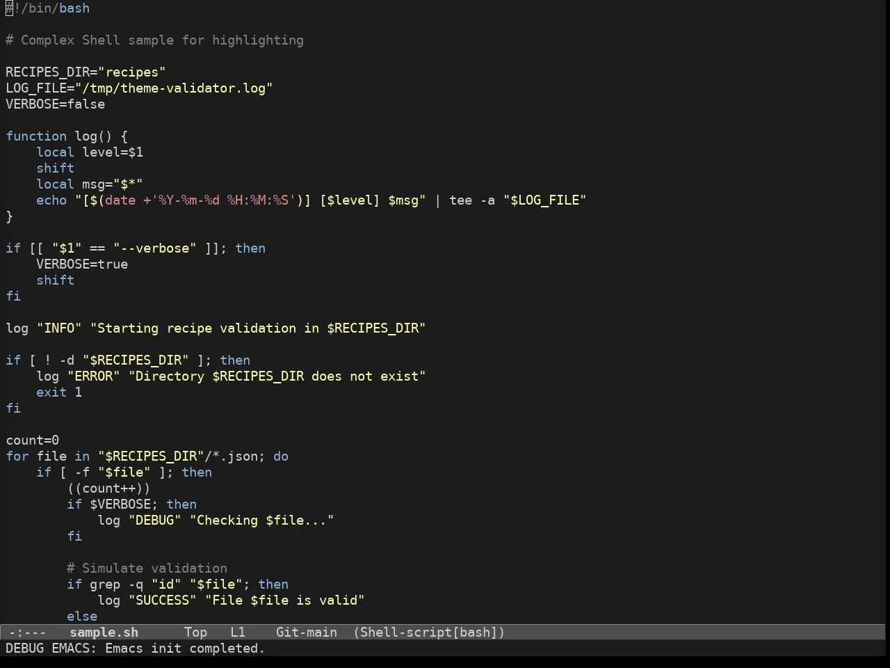 Soria Theme in sh-mode