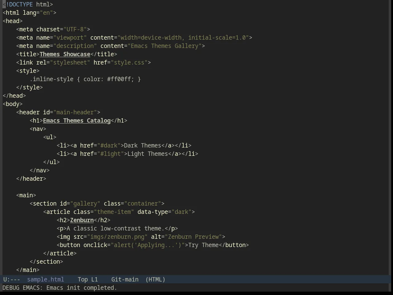 Sourcerer Theme in html-mode