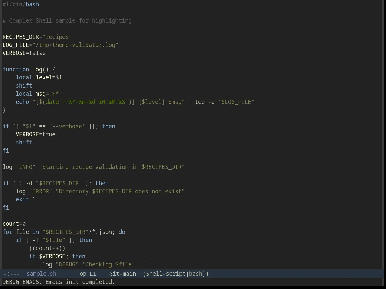 Sourcerer Theme in sh-mode