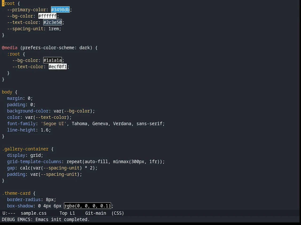 Spacegray Theme in css-mode