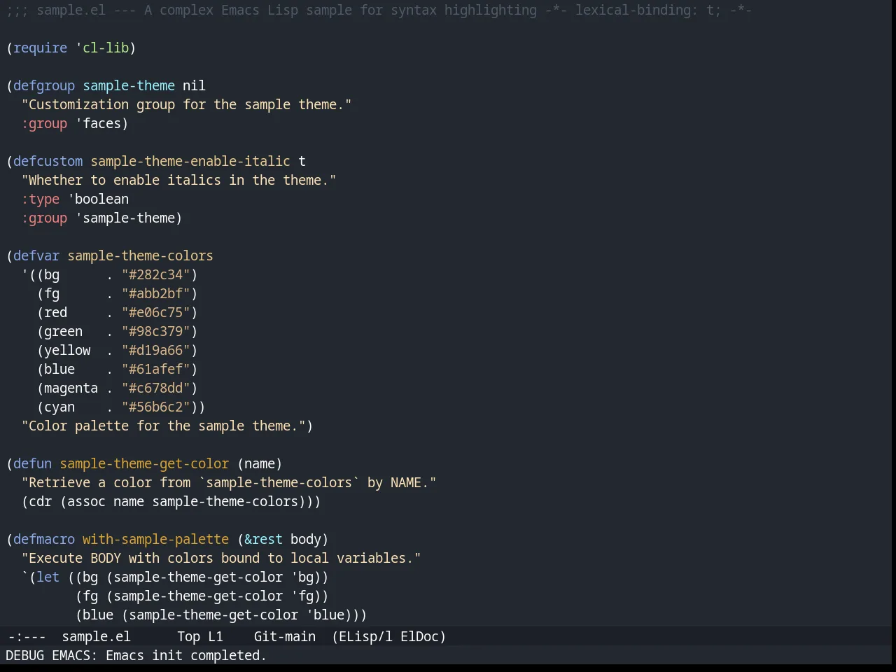 Spacegray Theme in emacs-lisp-mode