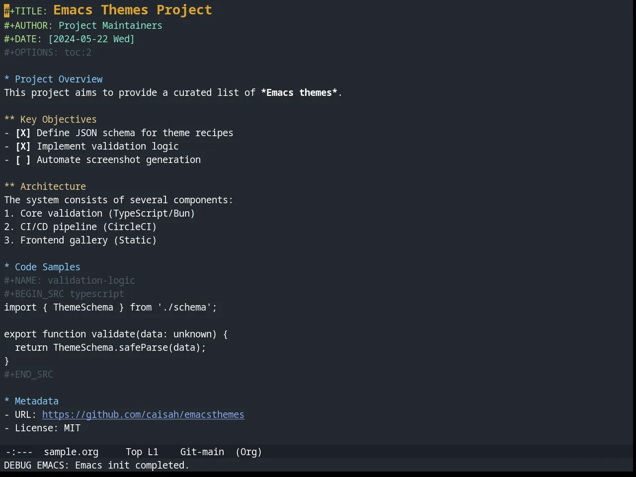 Spacegray Theme in org-mode