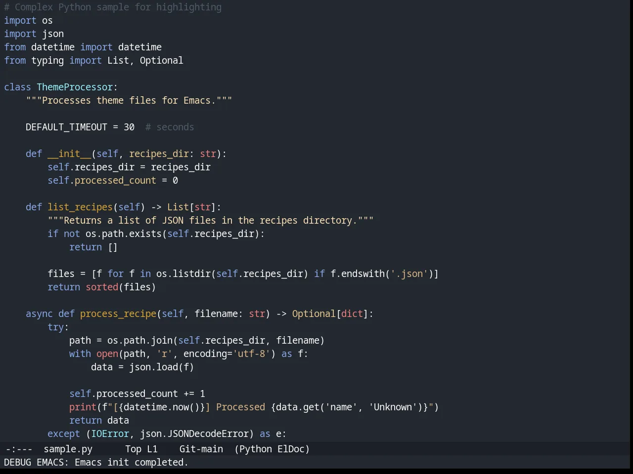 Spacegray Theme in python-mode