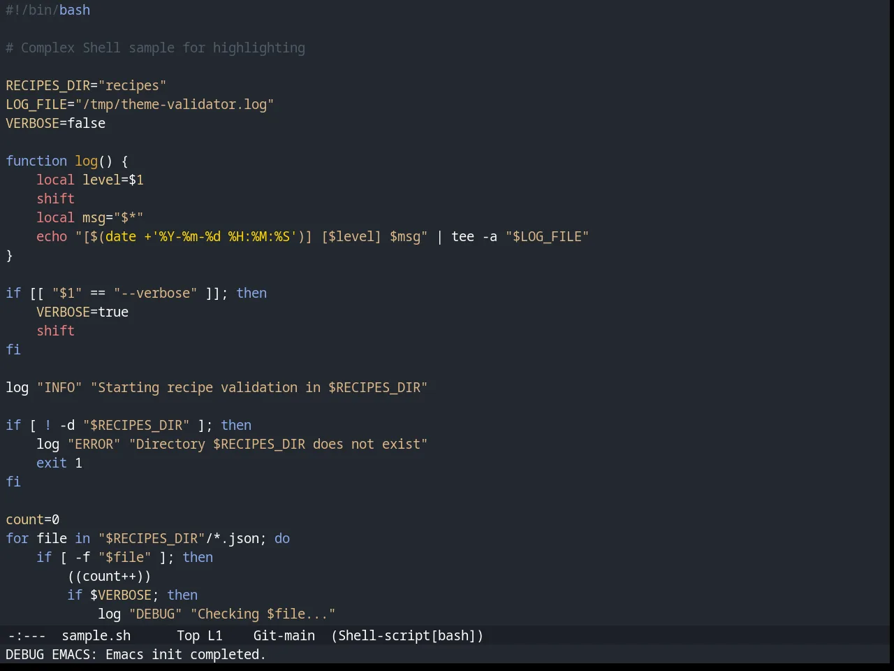 Spacegray Theme in sh-mode