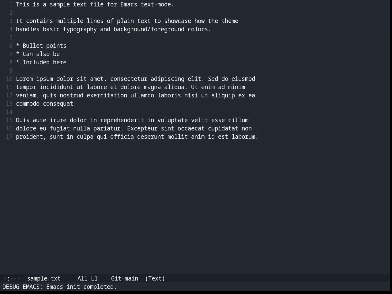 Spacegray Theme in text-mode