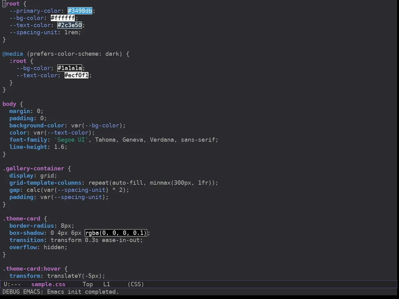 Spacemacs Dark in css-mode
