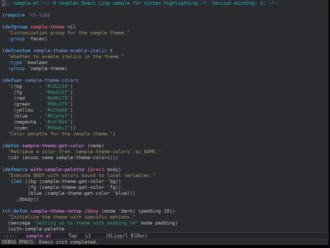 Spacemacs Dark in emacs-lisp-mode