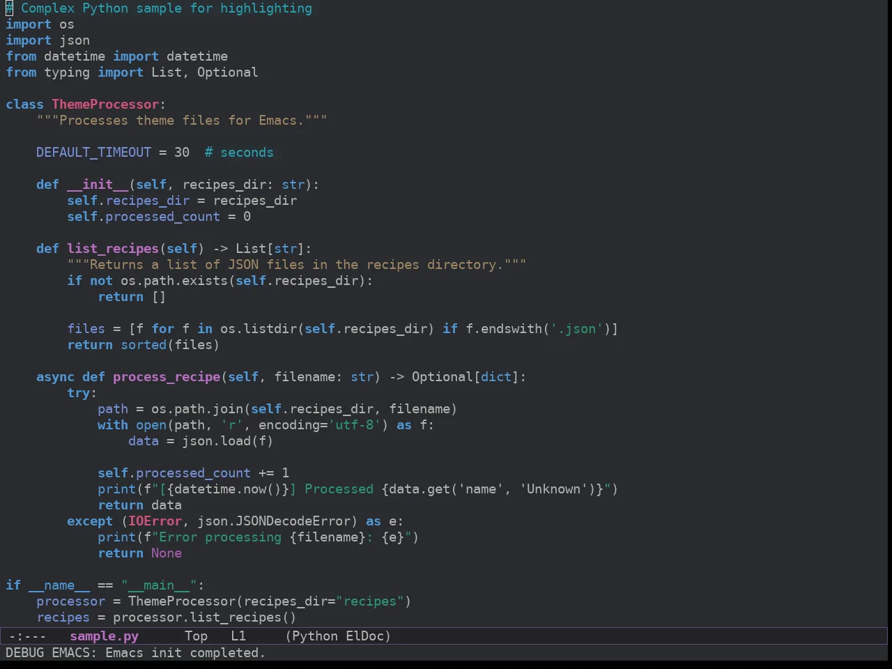 Spacemacs Dark in python-mode