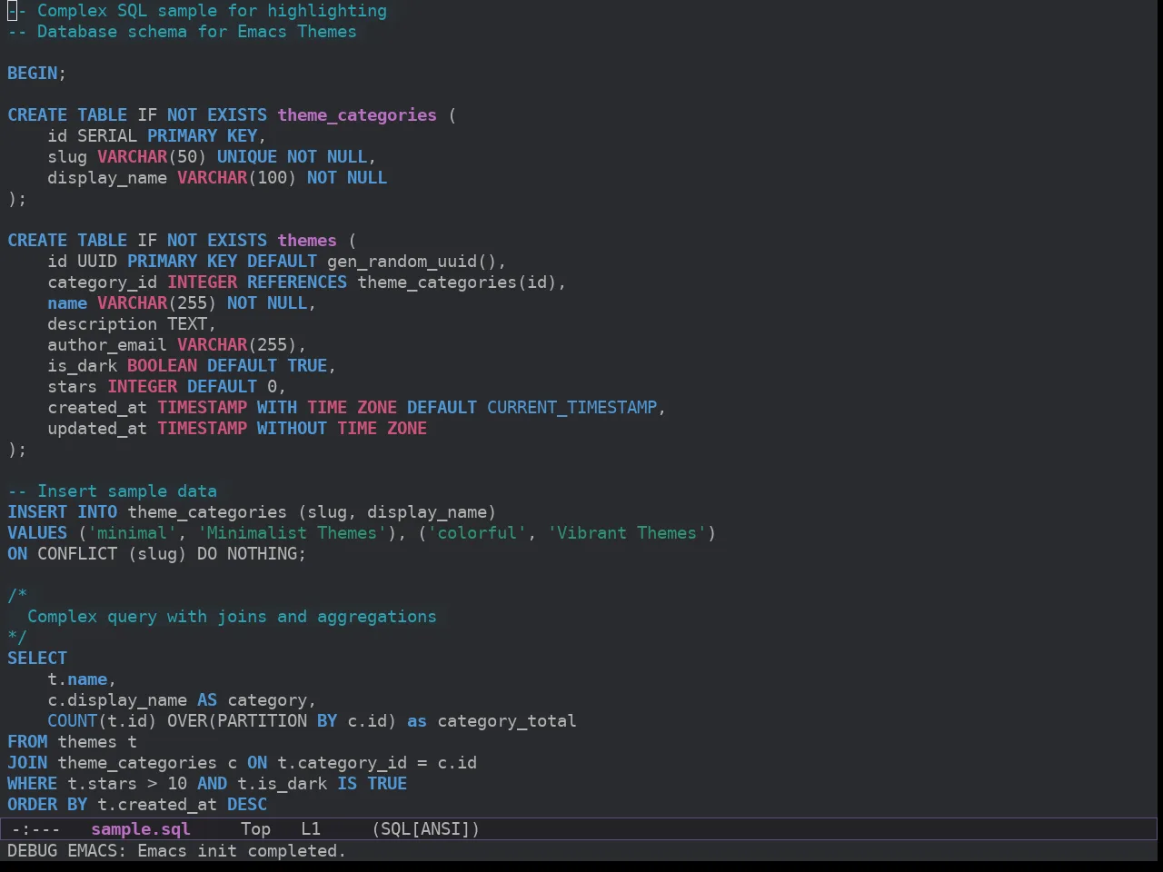Spacemacs Dark in sql-mode