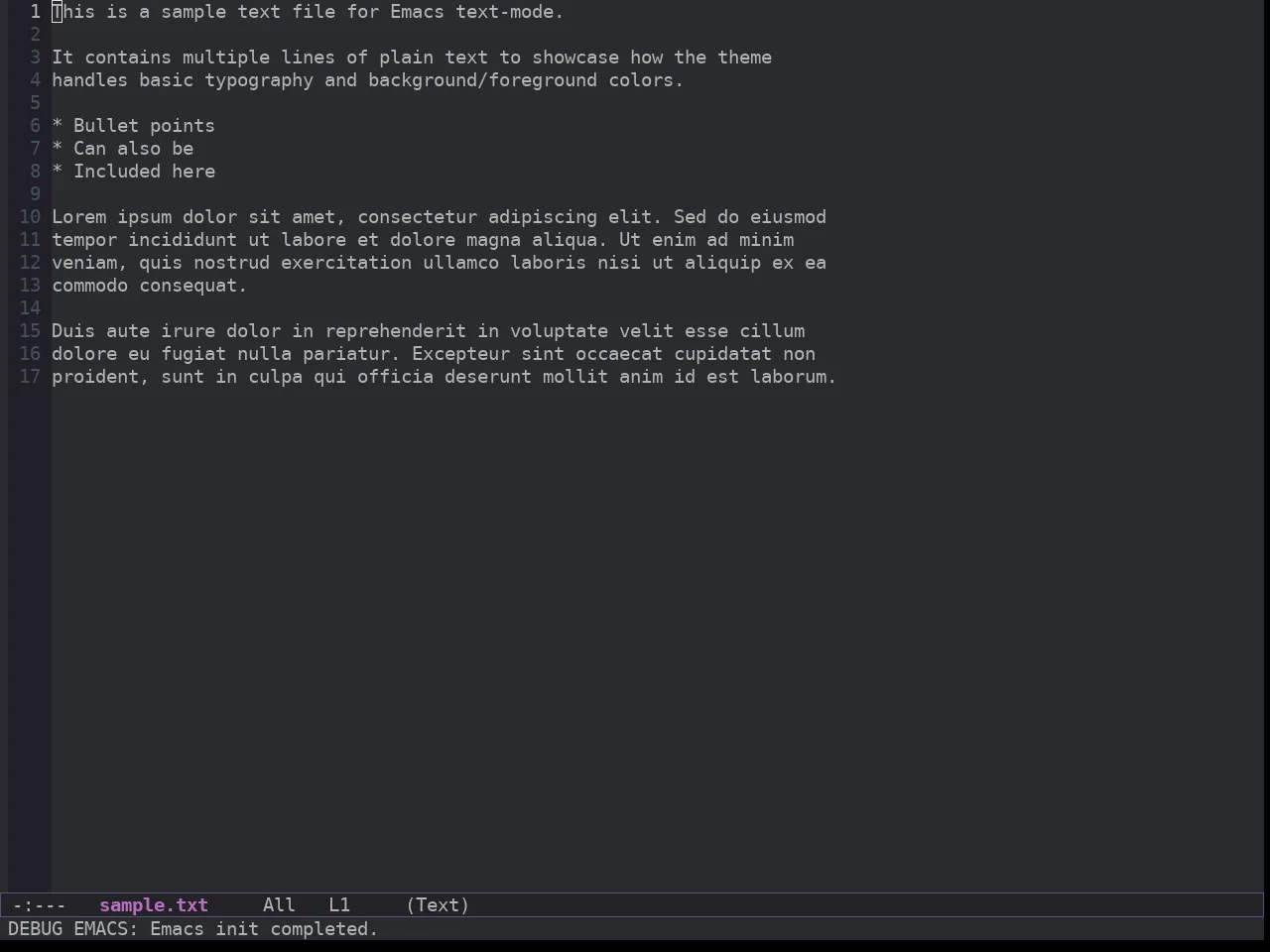 Spacemacs Dark in text-mode