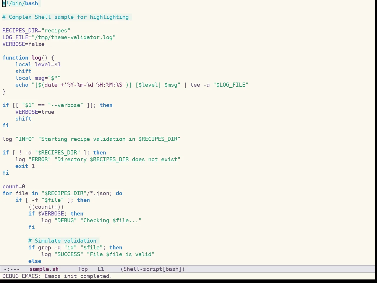 Spacemacs Light in sh-mode