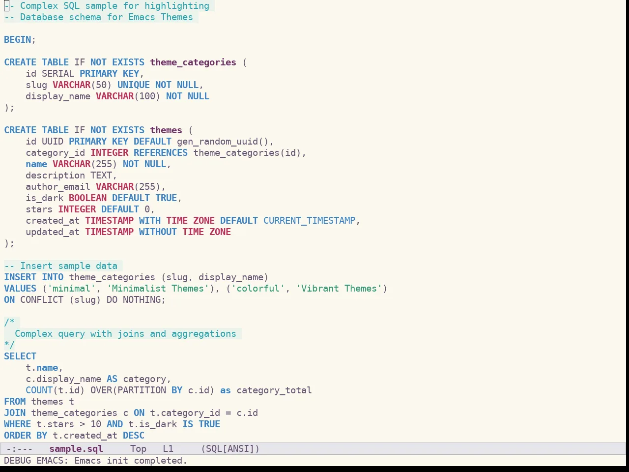 Spacemacs Light in sql-mode