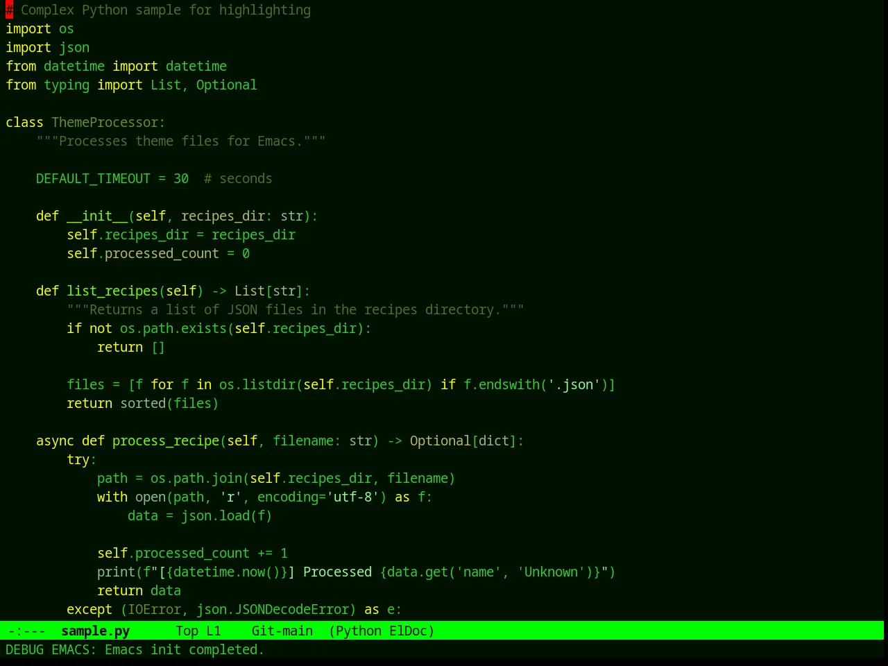Spike Theme in python-mode