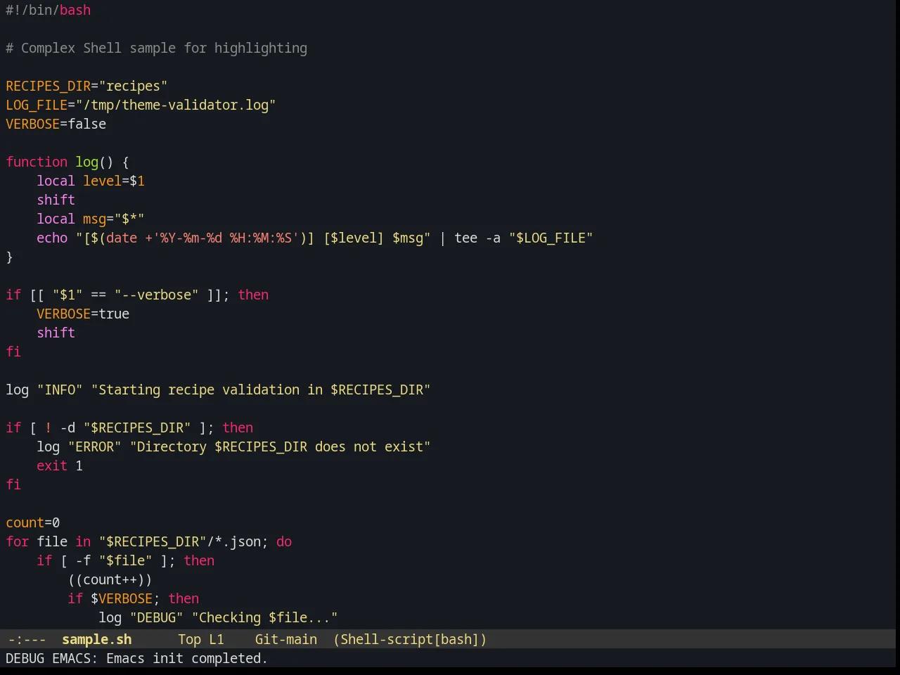 Spolsky Theme in sh-mode