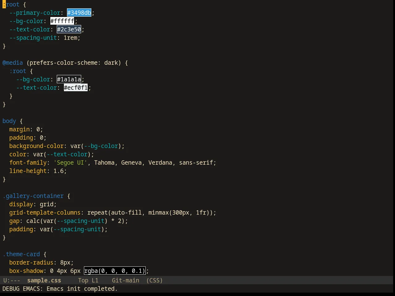 Srcery Theme in css-mode
