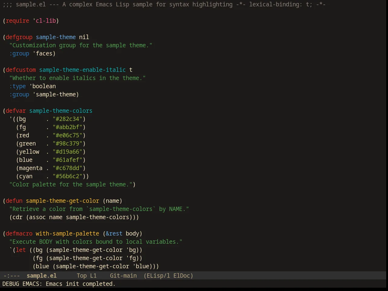 Srcery Theme in emacs-lisp-mode