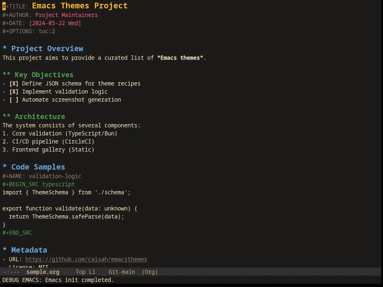 Srcery Theme in org-mode