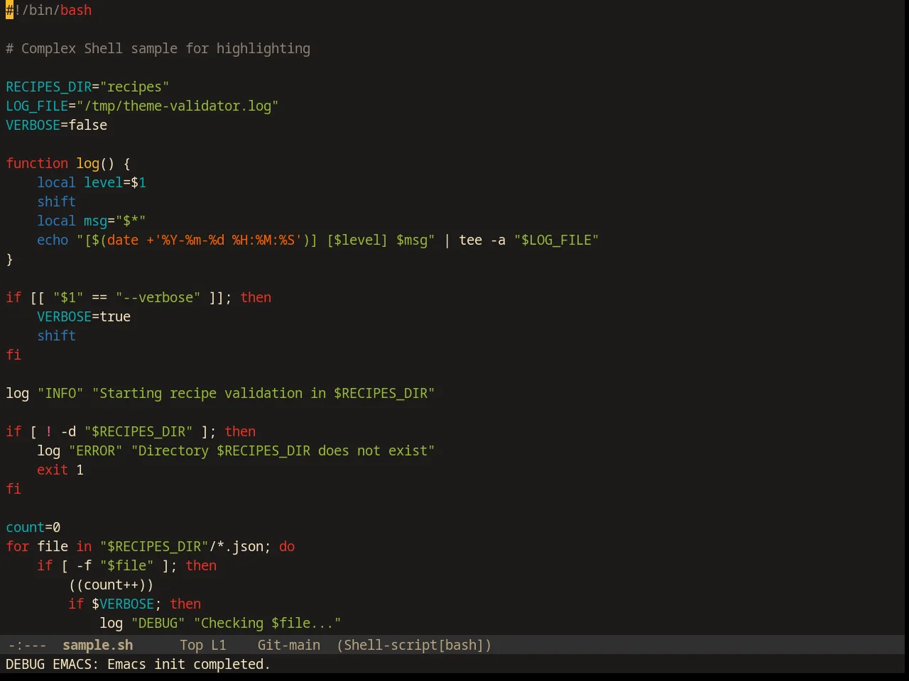 Srcery Theme in sh-mode