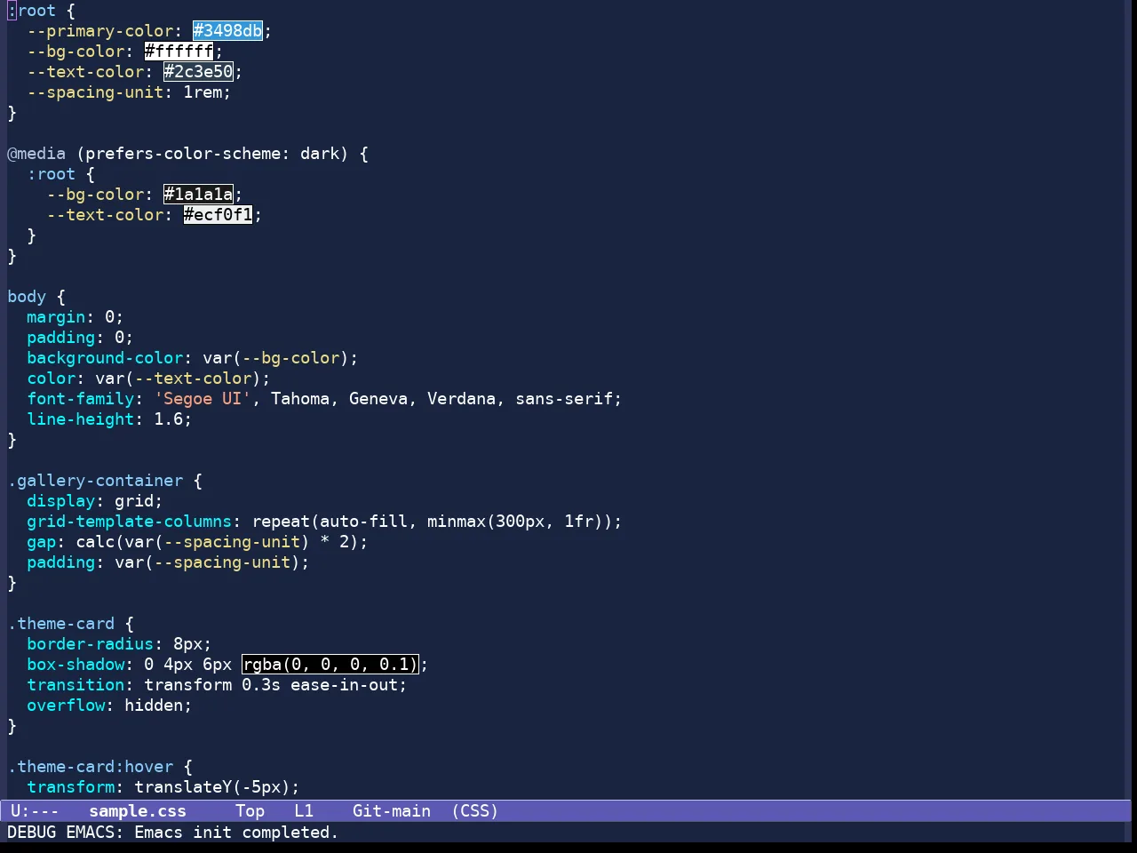 Standard Dark Tinted Theme in css-mode