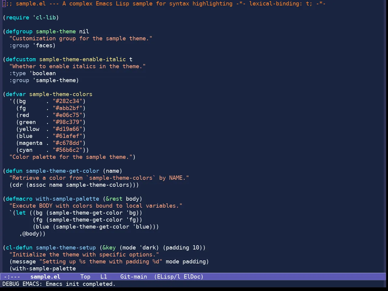Standard Dark Tinted Theme in emacs-lisp-mode