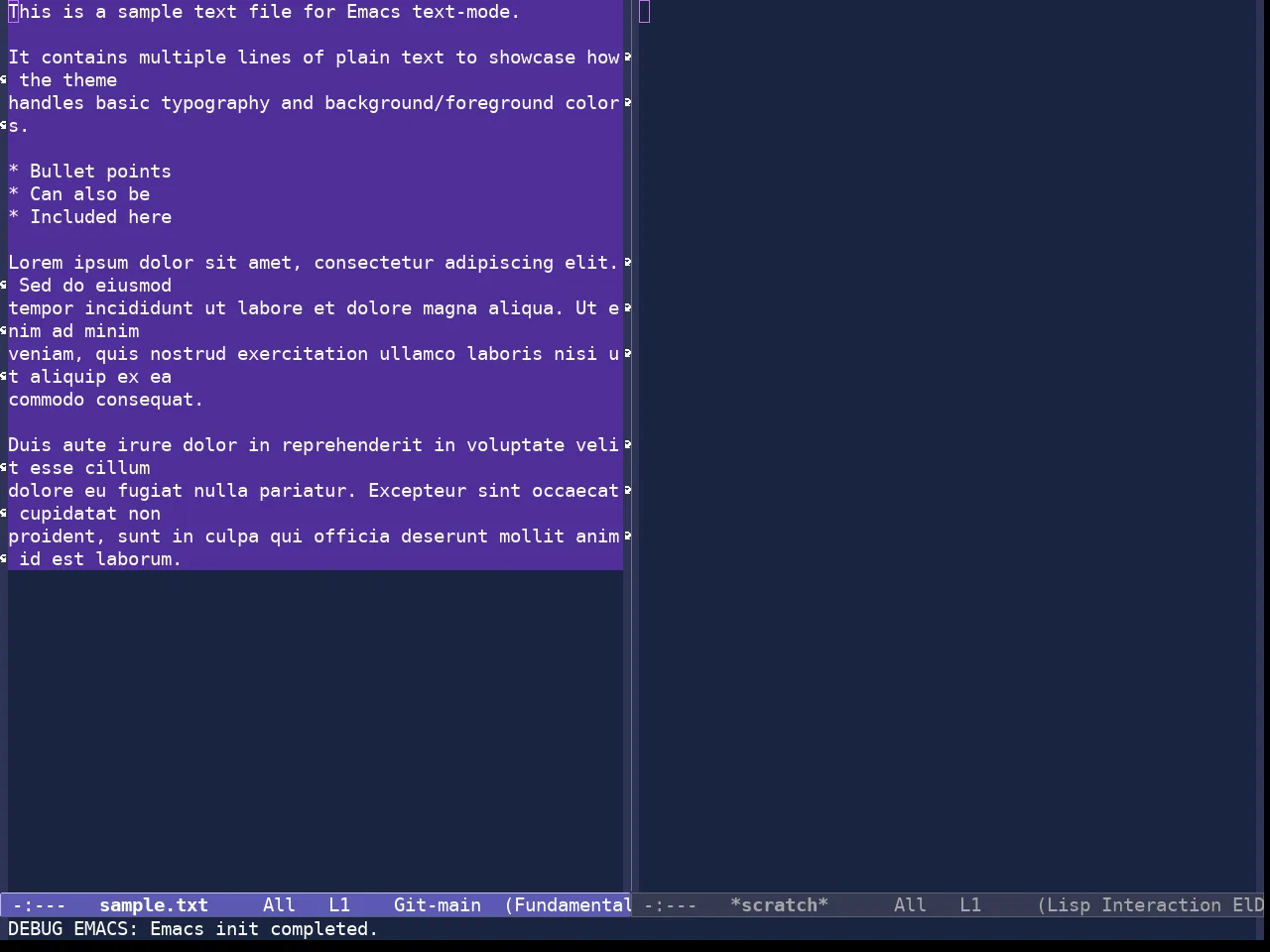 Standard Dark Tinted Theme in fundamental-mode